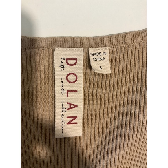 Dolan Anthropologie Ribbed Top Sheer Puff Polka Dot Sleeves Coquette Feminine  S - Picture 6 of 8